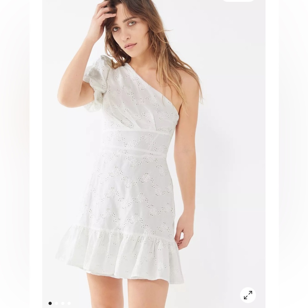 Urban Outfitters Claire Ruffle One-Shoulder Mini Dress in Size S